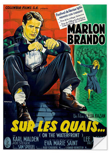 Selvklebende plakat ON THE WATERFRONT, (SUR LES QUAIS), Marlon Brando