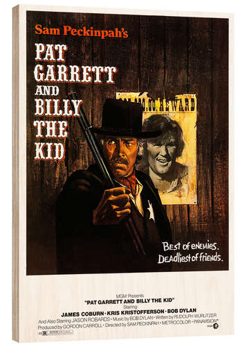 Holzbild Pat Garrett jagt Billy the Kid (englisch)