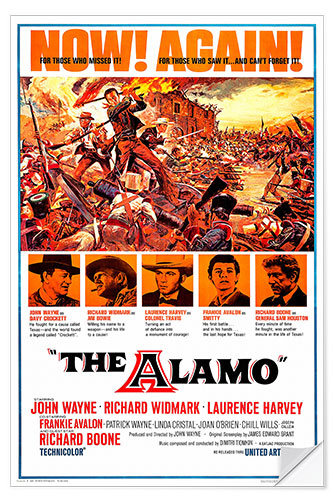 Selvklebende plakat THE ALAMO, John Wayne, Richard Widmark, Laurence Harvey, Frankie Avalon, Richard Boone