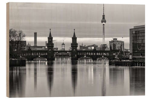 Wood print Oberbaumbrücke, Berlin