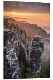 Quadro em acrílico Sunrise in the Saxon Switzerland at the so called Hellhound