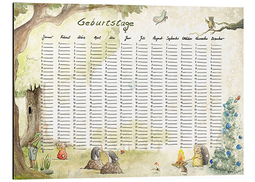 Aluminium print Birthday calendar for kids (German)