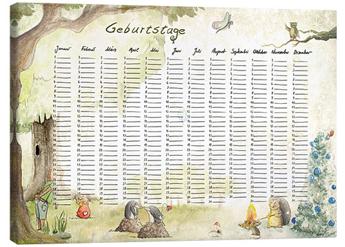Canvas print Birthday calendar for kids (German)