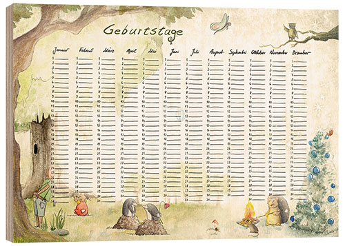 Obraz na drewnie Birthday calendar for kids (German)