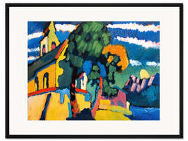 Gerahmter Kunstdruck Dorfkirche in Riegsee