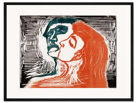 Gerahmter Kunstdruck Mann und Weib sich küssend