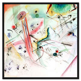 Gerahmter Kunstdruck Komposition m. roten u. blauen Streifen