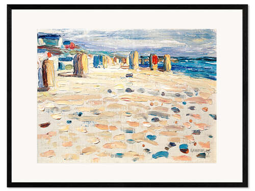 Impressão artística com moldura Beach chairs in Holland