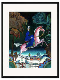 Gerahmter Kunstdruck Amazone mit Löwen