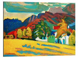 Magnettafel Häusergruppe vor Gebirge