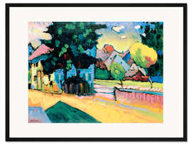 Gerahmter Kunstdruck Murnau - Landschaft mit grünem Haus