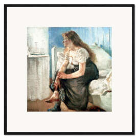 Framed art print Girl on the bed