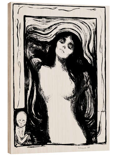 Wood print Madonna b/w