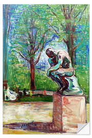 Selvklebende plakat Rodins Tenkeren i Dr. Lindes park - Edvard Munch