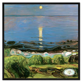 Gerahmter Kunstdruck Sommernacht am Ufer