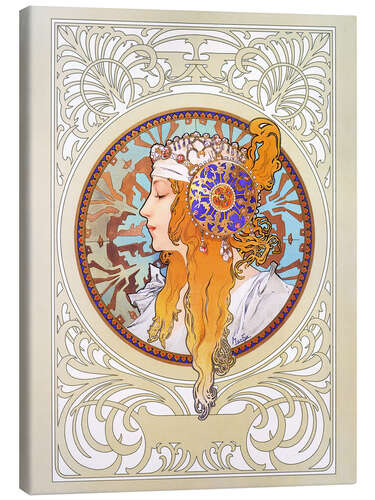 Canvas print Medallion with blond woman