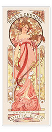 Plakat  Moet &amp; Chandon, white star, różowy - Alfons Mucha