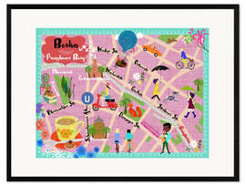 Framed art print Colorful city map Berlin Prenzlauer Berg