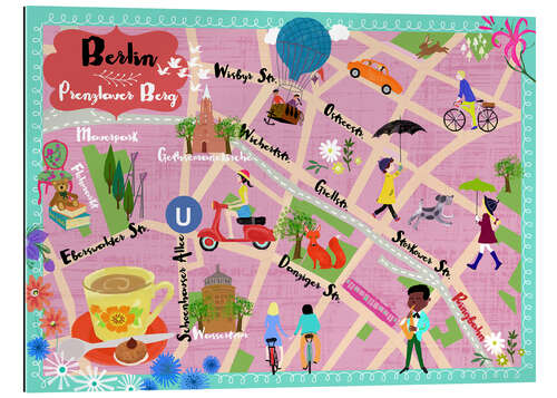 Gallery print Colorful city map Berlin Prenzlauer Berg