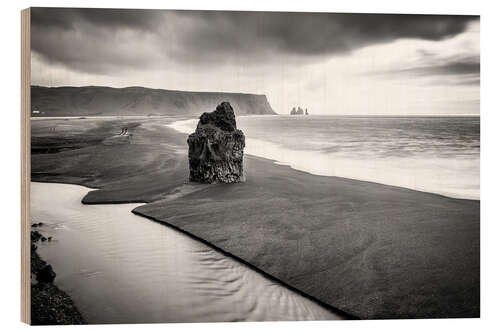 Holzbild Island - Schwarze Lava