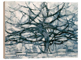 Holzbild  Grauer Baum - Piet Mondrian