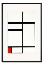 Gerahmter Kunstdruck Komposition mit Rot, Schwarz und Weiß