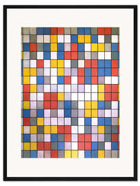 Gerahmter Kunstdruck Komposition mit Gitter 9; Schachbrett mit hellen Farben