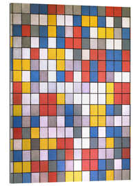 Tableau en plexi-alu Composition with grid 9: checkerboard composition with bright colors