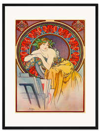 Gerahmter Kunstdruck Frau mit Bildersammlung