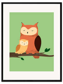 Inramat konsttryck Eagle owl
