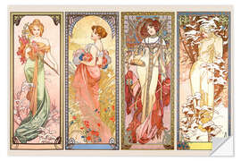 Selvklebende plakat  The four Seasons - Alfons Mucha