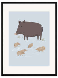 Gerahmter Kunstdruck Wildschweine