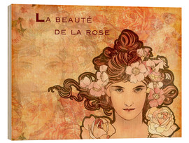 Obraz na drewnie The Flowers - Rose, Collage - Alfons Mucha