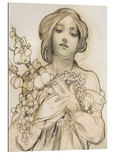 Gallery print Study of The woman with flowers