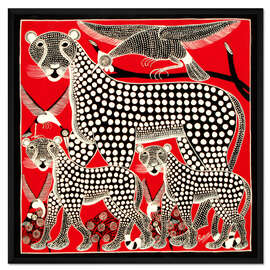 Gerahmter Kunstdruck Schwarze Gepardenfamilie