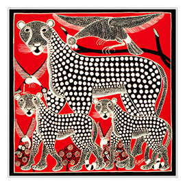 Poster  Schwarze Gepardenfamilie - Rubuni