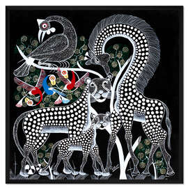 Gerahmter Kunstdruck Schwarze Tierwelt in der Savanne