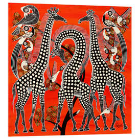 Quadro em PVC Black giraffe in savannah