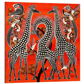 Magnettafel Schwarze Giraffen in der Savanne