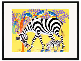 Gerahmter Kunstdruck Zebras beim Spaziergang