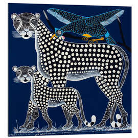 Magnettafel Schwarze Leoparden in der Savanne