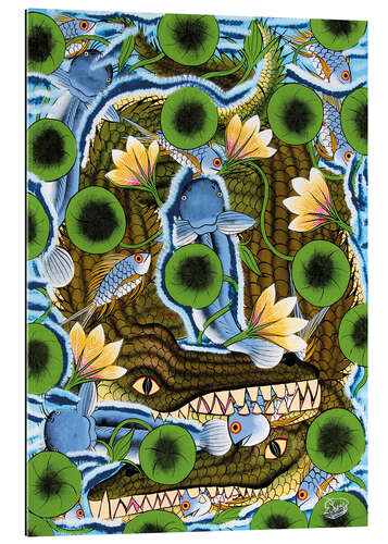 Gallery print Crocodiles in water lilies