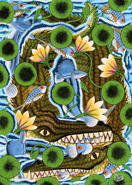 Magnettafel Krokodile in Seerosen