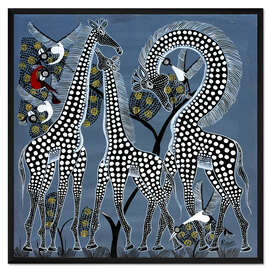 Gerahmter Kunstdruck Schwarze Giraffen in Afrika