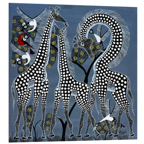 Quadro em PVC Black giraffes in Africa