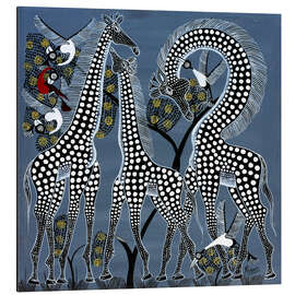 Magnettafel Schwarze Giraffen in Afrika