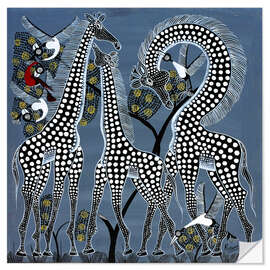 Naklejka na ścianę Black giraffes in Africa