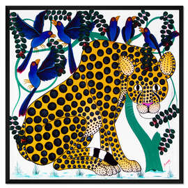 Gerahmter Kunstdruck Gepard sucht Schutz unterm Vogelbaum