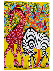 Aluminium print Zebra with Giraffe in the bush