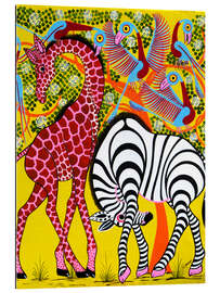 Gallery print Zebra with Giraffe in the bush